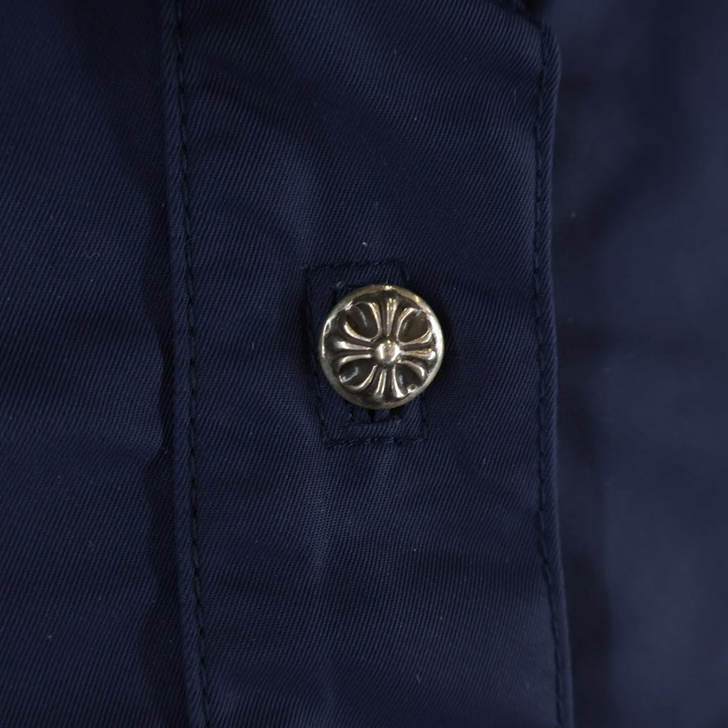 CHROME HEARTS(クロムハーツ) クロスパッチ クロスボールボタン ナイロン 半袖シャツ ネイビー