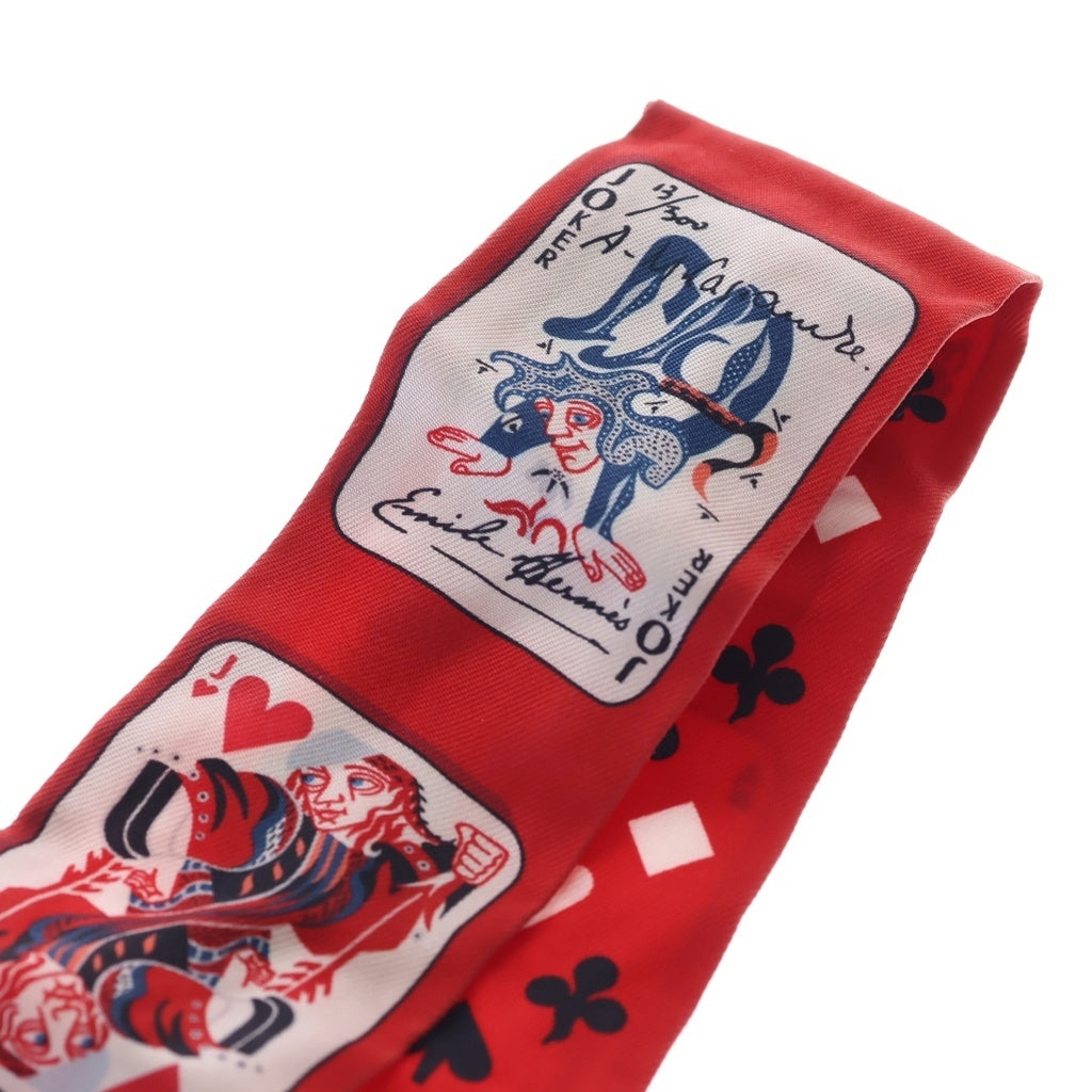 HERMES(エルメス) JED DE CARTES トランプ柄 ツイリー シルク レッドxマルチカラー