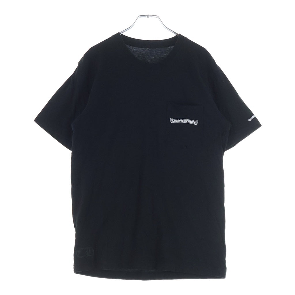 CHROME HEARTS(クロムハーツ) SCROLL LABEL T-SHIRT スクロールラベルプリント クルーネックポケット 半袖Tシャツ カットソー ブラック