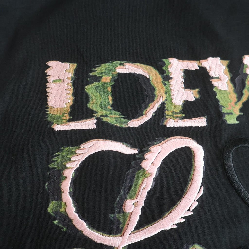 LOEWE(ロエベ) 24SS アナグラム刺繍 半袖Tシャツ クルーネックカットソー ブラック H526Y22J61