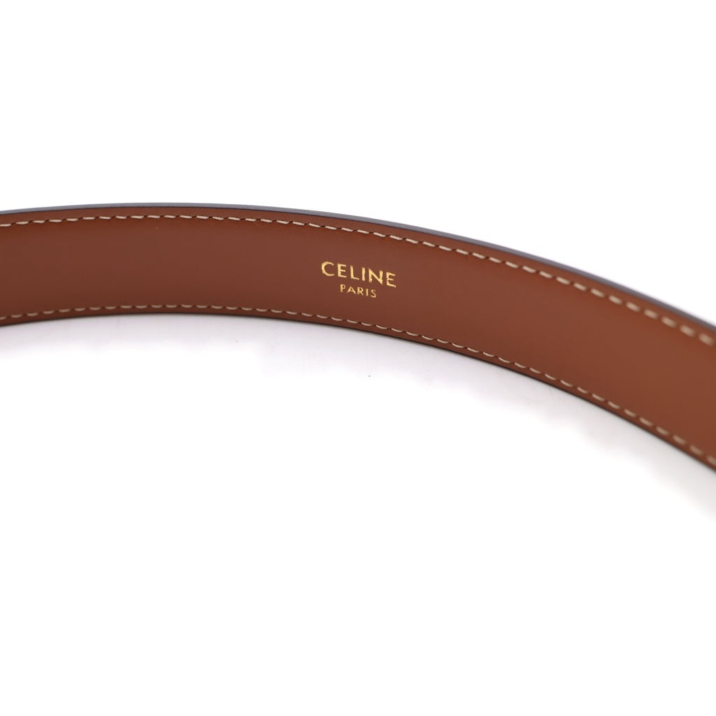 CELINE(セリーヌ) トリオンフバックルレザーベルト ブラウン/ゴールド F-NE-2265 W80 レディース