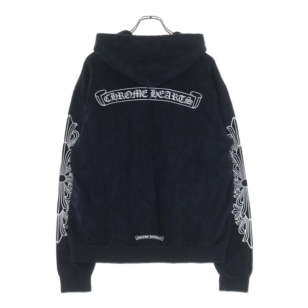 CHROME HEARTS(クロムハーツ) Graveyard Cemetery Cross Pullover Hoodie 総柄 グレイブヤード セメタリークロス パーカー フーディー ブラック