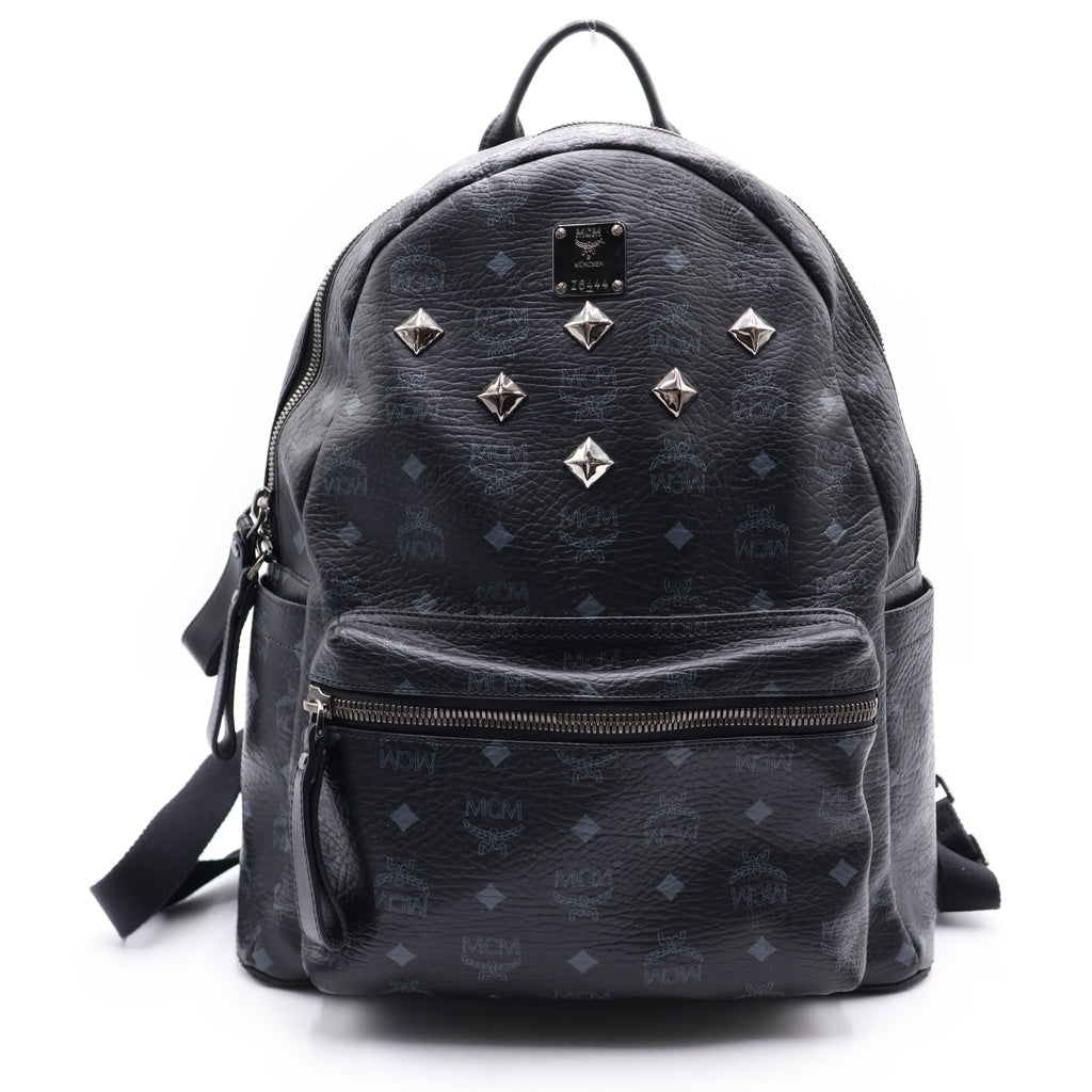 MCM(エム シー エム) スターク フロントスタッズ ヴィセトス モノグラム バックパック リュック ブラック レディース