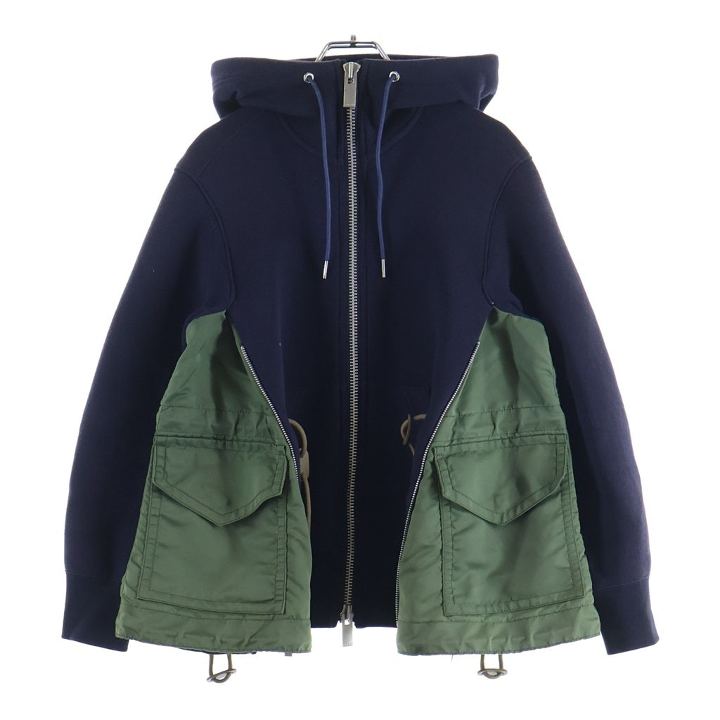 Sacai(サカイ) ナイロン切り替え ジップアップ パーカー フーディー SCW-060 ネイビー/カーキ