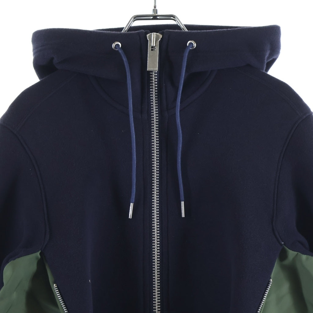 Sacai(サカイ) ナイロン切り替え ジップアップ パーカー フーディー SCW-060 ネイビー/カーキ