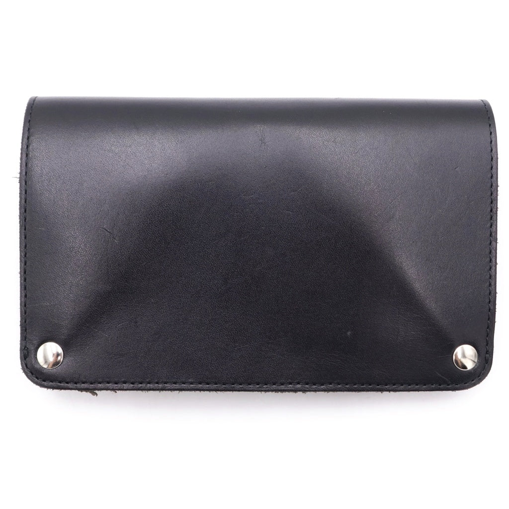 COMME des GARCONS(コムデギャルソン) メッセージ プリント 5ジャバラ ウォレット 財布 レザー ブラック