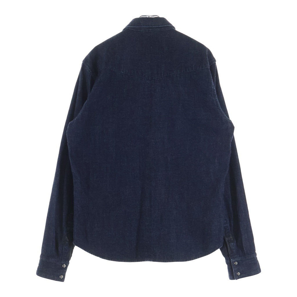 CHROME HEARTS(クロムハーツ) DENIM WESTERN デニムウエスタン 袖クロスパッチ クロスボタン デニム長袖シャツ JVP ネイビー インディゴ JVP
