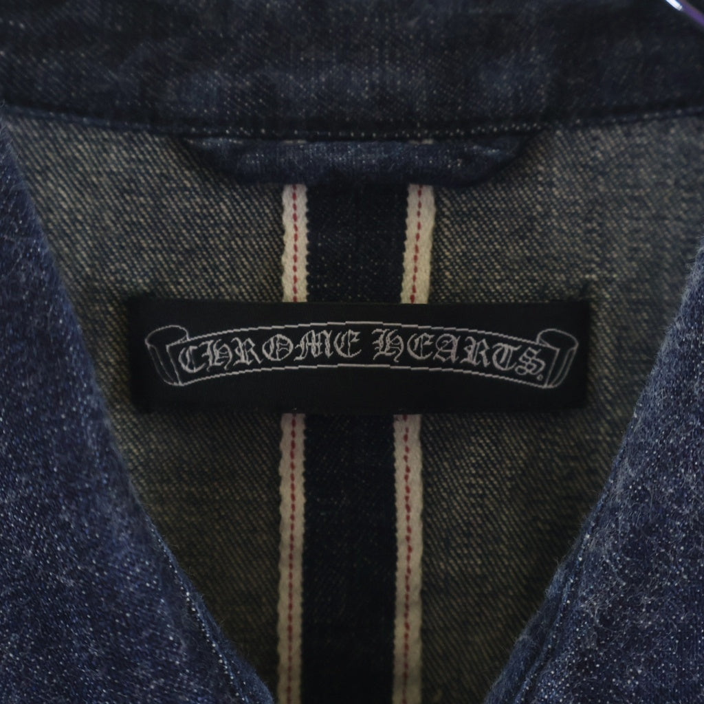 CHROME HEARTS(クロムハーツ) DENIM WESTERN デニムウエスタン 袖クロスパッチ クロスボタン デニム長袖シャツ JVP ネイビー インディゴ JVP