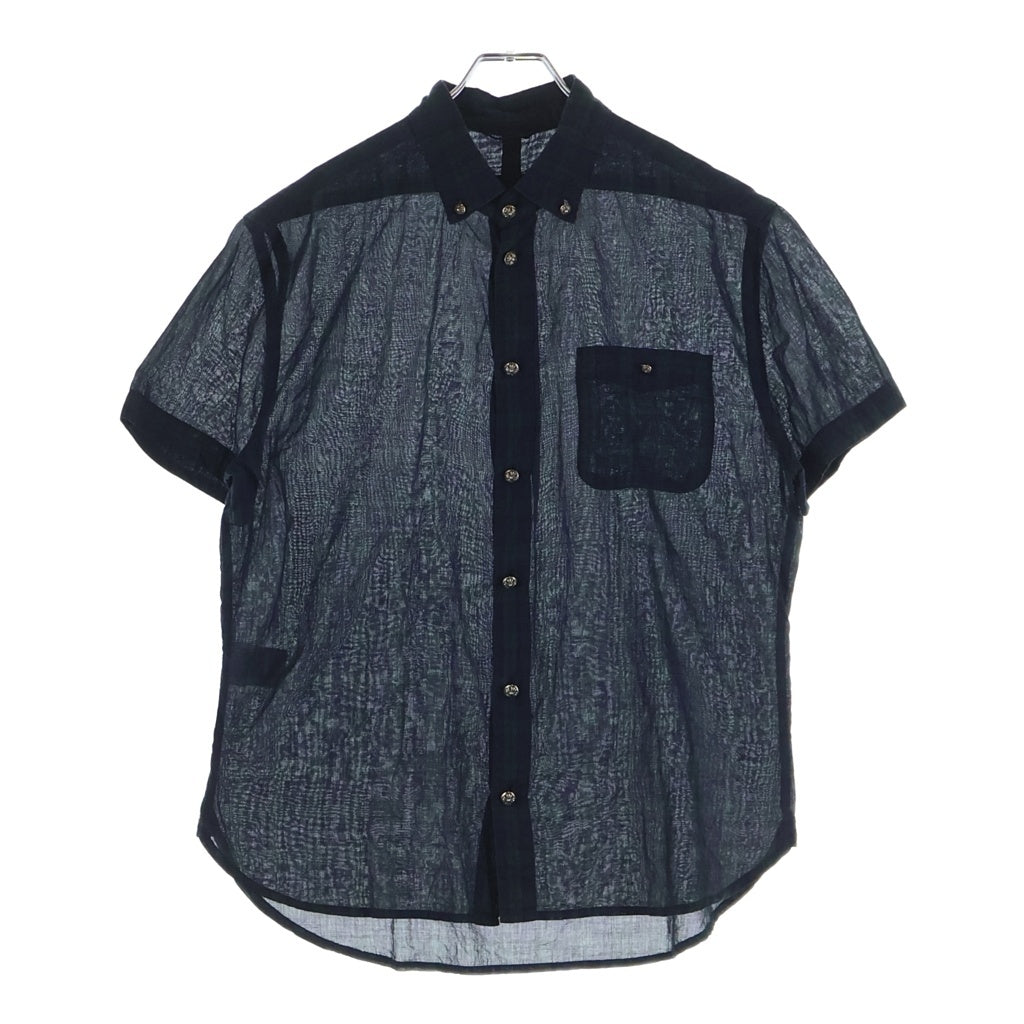 CHROME HEARTS(クロムハーツ) Y NOT ワイノット クロスボタン 半袖チェックシャツ JVP ネイビー/グリーン