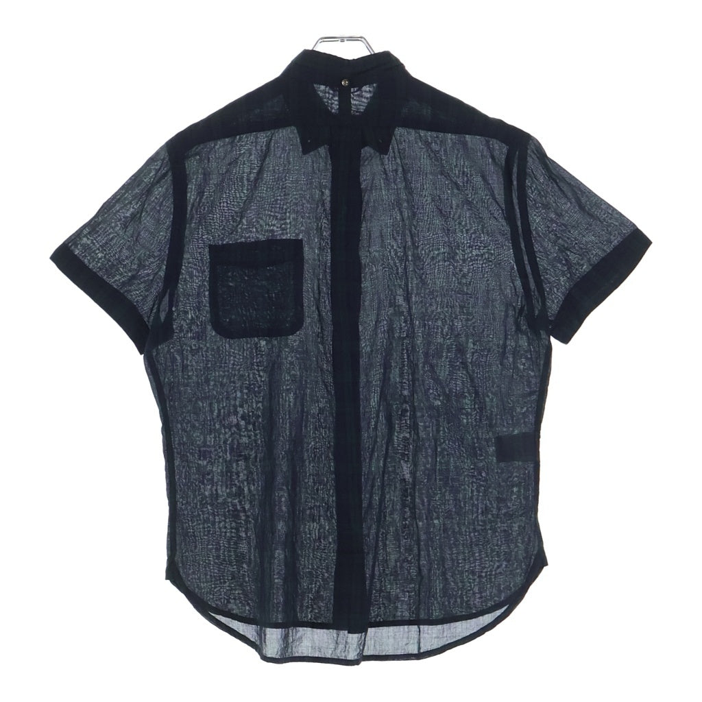 CHROME HEARTS(クロムハーツ) Y NOT ワイノット クロスボタン 半袖チェックシャツ JVP ネイビー/グリーン