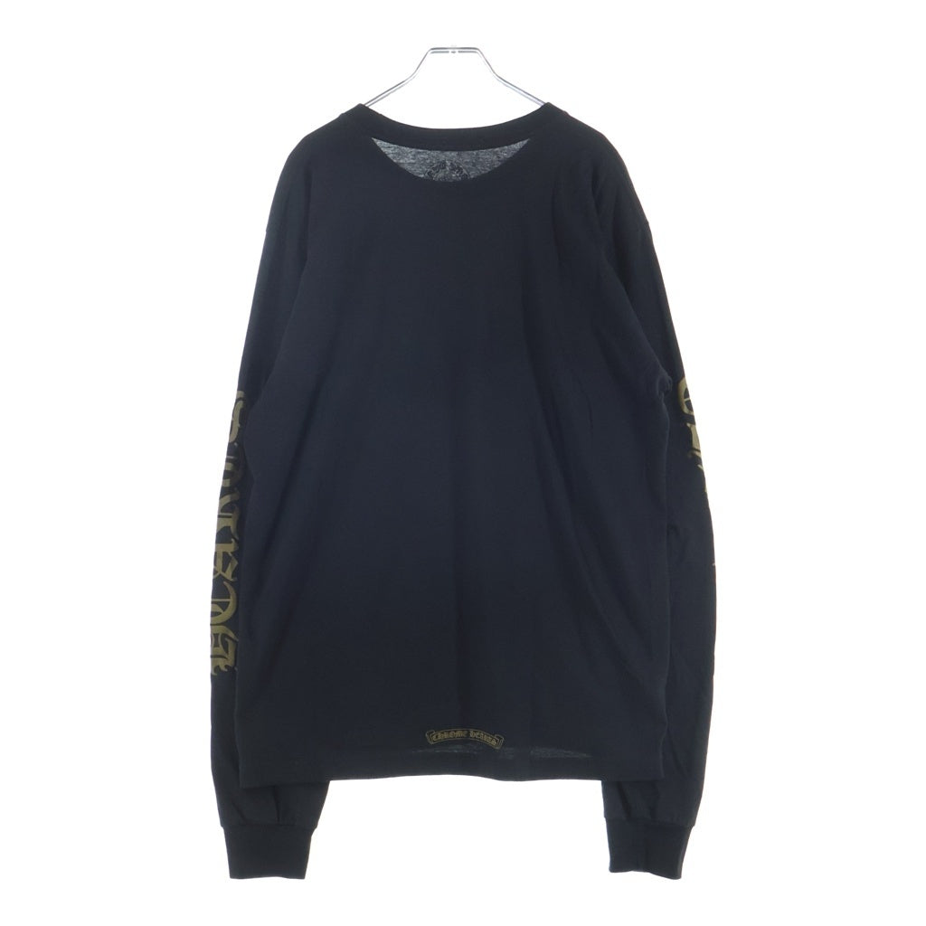 CHROME HEARTS(クロムハーツ) Neck Logo LS TEE ネックロゴプリント アームロゴ クルーネックロングスリーブTシャツカットソー ロンT ブラック