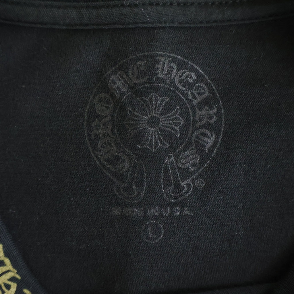 CHROME HEARTS(クロムハーツ) Neck Logo LS TEE ネックロゴプリント アームロゴ クルーネックロングスリーブTシャツカットソー ロンT ブラック
