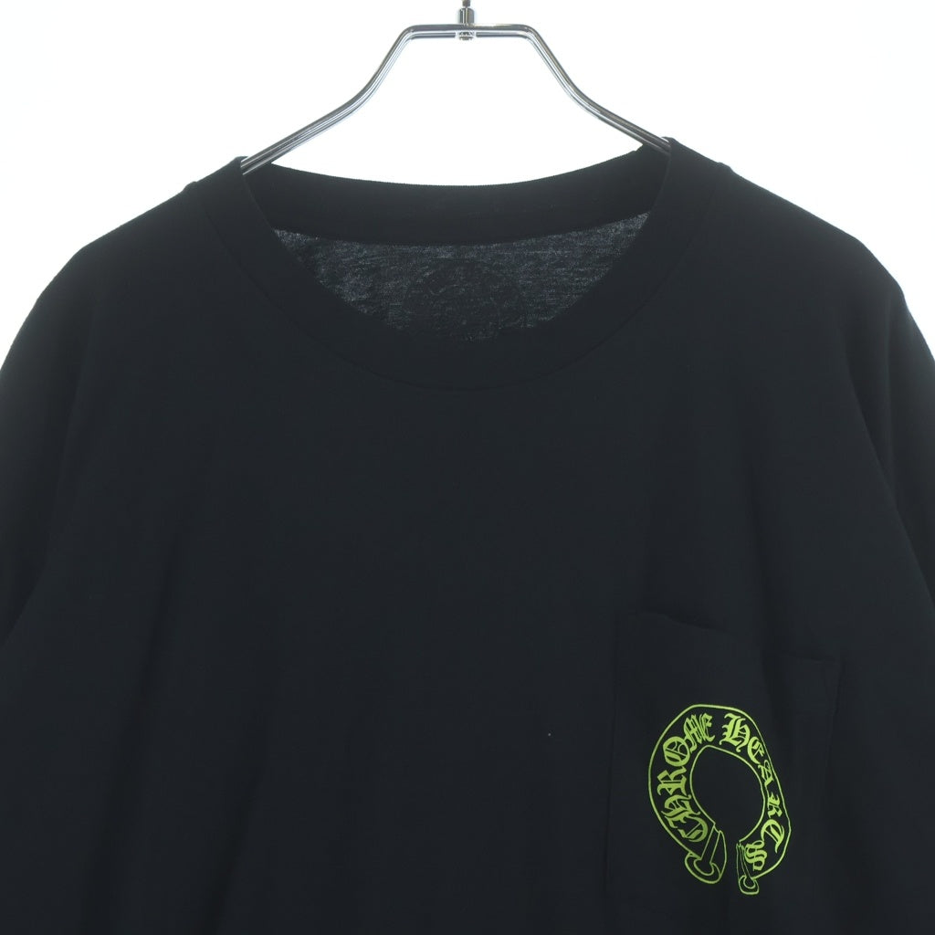 CHROME HEARTS(クロムハーツ) Floral Cross Horseshoe Long Sleeve Tee フローラルクロス ホースシュー ロングスリーブ Tシャツ ブラック/ネオンイエロー