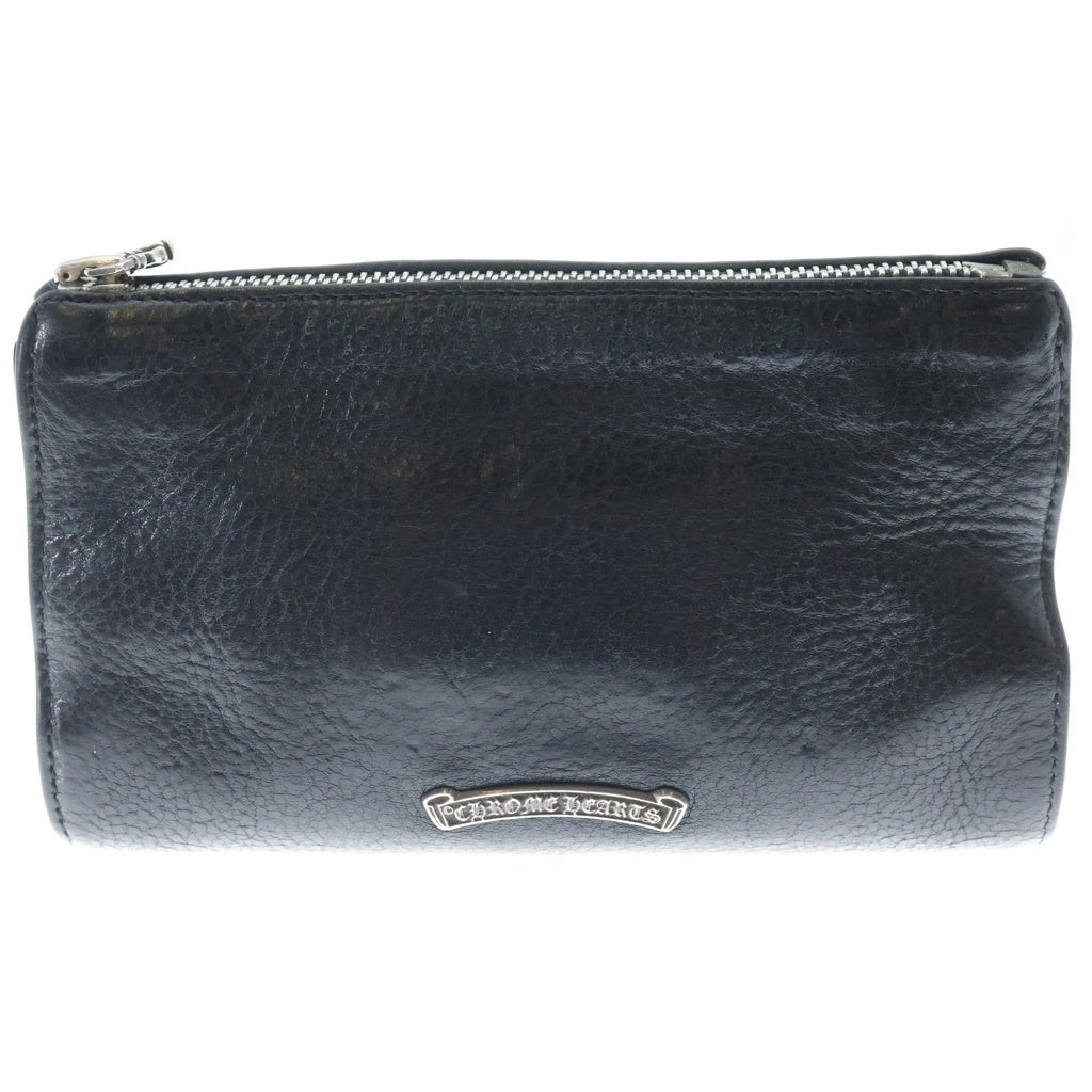 CHROME HEARTS(クロムハーツ) CHクロスパッチ コスメティックポーチ ブラック レザー