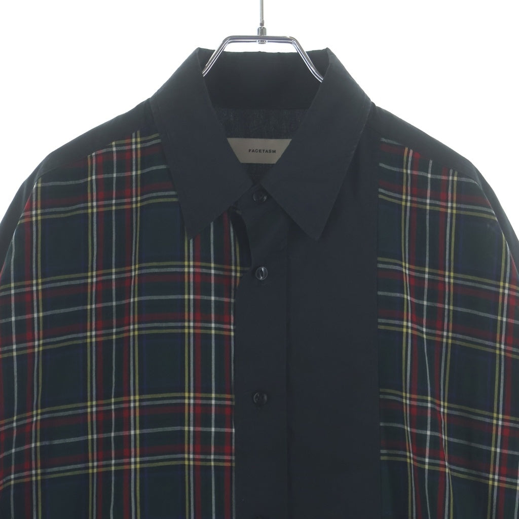 FACETASM(ファセッタズム) TARTAN CHECK BIG SHIRT タータン チェック ビッグ シャツ ドッキング長袖シャツ FNT-SH-U01