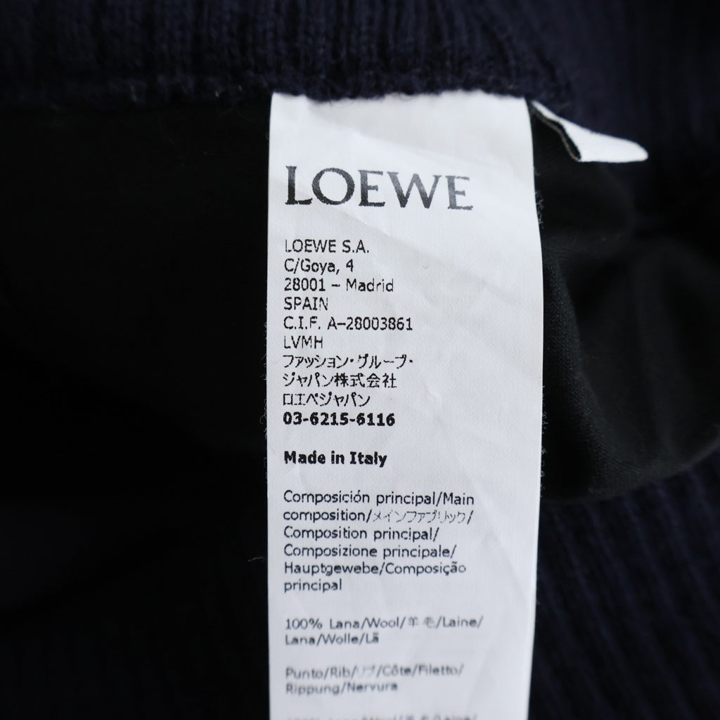 LOEWE(ロエベ) バックアナグラムパッチ リブウェスト スラックスパンツ H526Y04W87 ネイビー