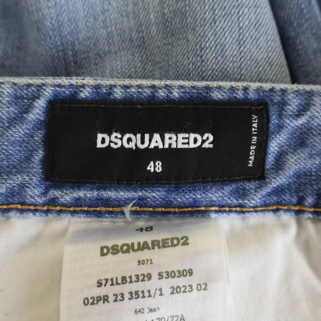DSQUARED2(ディースクエアード) 23AW × PAC-MAN 642 Jean S71LB1329 S30309 パックマン ダメージ加工 デニムパンツ インディゴ