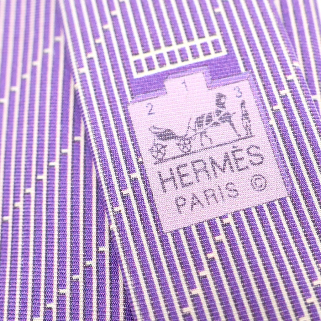 HERMES(エルメス) パープル ネクタイ シルク 剣先8