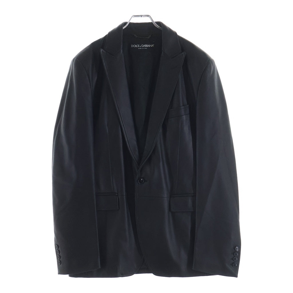 DOLCE & GABBANA(ドルチェアンドガッバーナ) 1B レザー テーラードジャケット ブラック ラムスキン 52