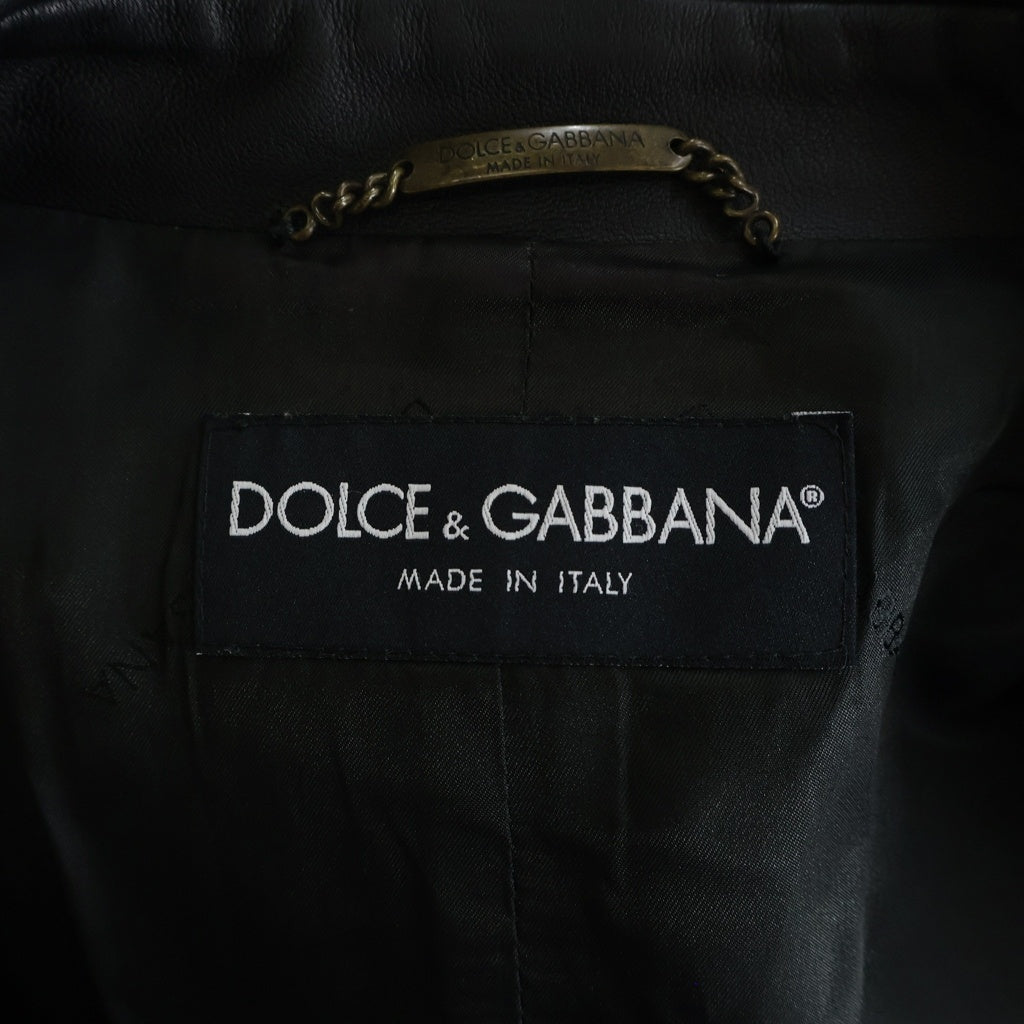 DOLCE & GABBANA(ドルチェアンドガッバーナ) 1B レザー テーラードジャケット ブラック ラムスキン 52