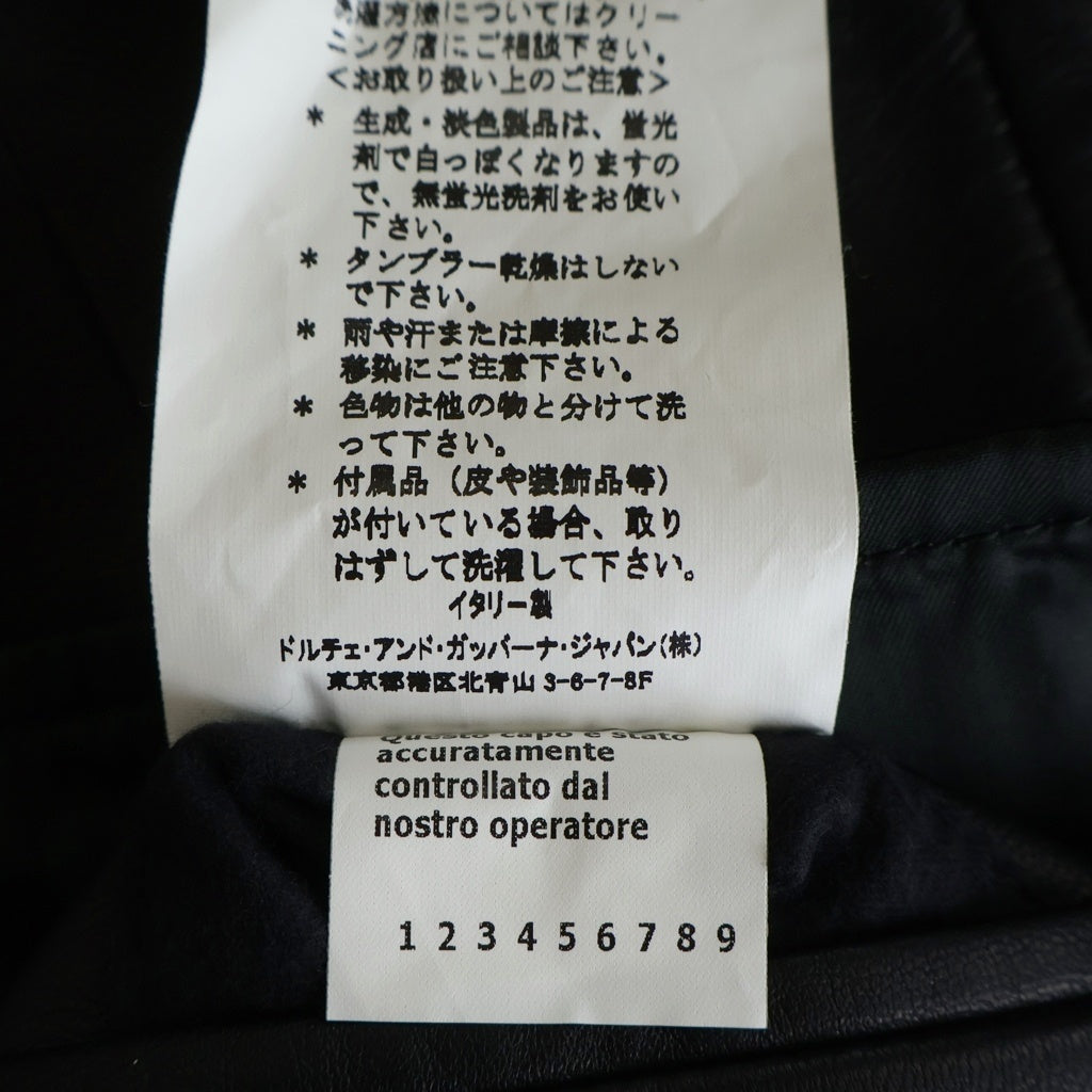 DOLCE & GABBANA(ドルチェアンドガッバーナ) 1B レザー テーラードジャケット ブラック ラムスキン 52