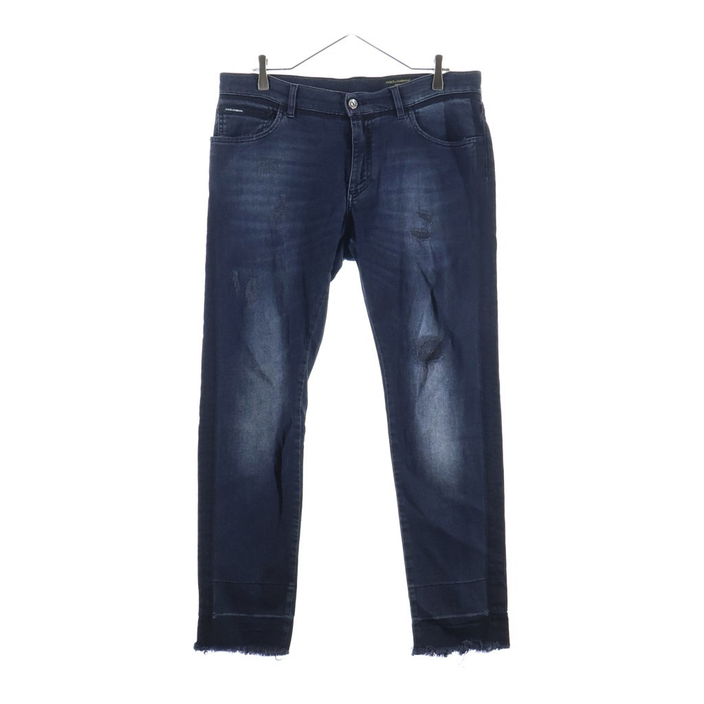 DOLCE & GABBANA(ドルチェアンドガッバーナ) ダメージ加工 スキニージンズ ネイビー インディゴ GYC4LD G8BD0 52