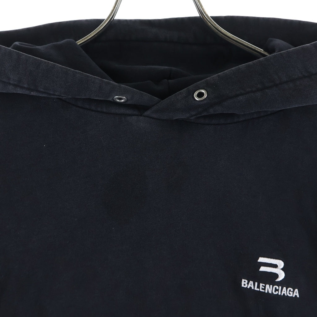BALENCIAGA(バレンシアガ) ロゴ刺繍 スポーティーBロゴ プルオーバーパーカー ブラック 600583 TLVA1