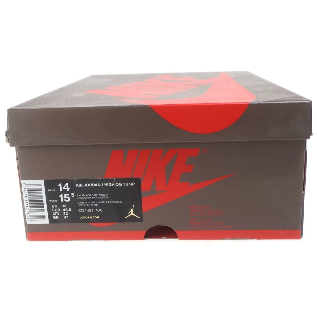 NIKE(ナイキ) × TRAVIS SCOTT AIR JORDAN 1 RETRO HIGH OG TS SP CD4487-100 トラヴィススコット エアジョーダン1 ハイカットスニーカー シューズ ブラウン/ホワイト US14/32.0cm