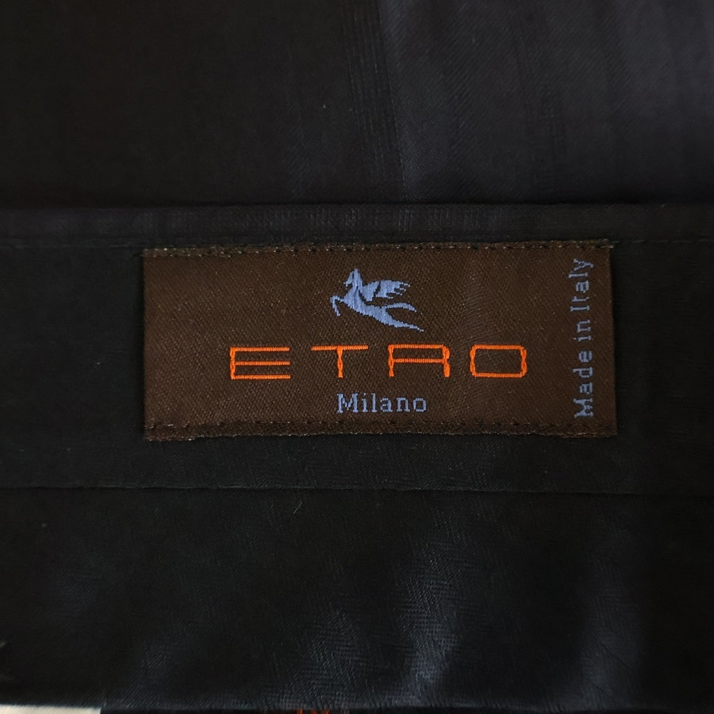 ETRO(エトロ) ストライプ ウール テーラードジャケット 裏地シルク ペイズリー柄 スラックスパンツ セットアップスーツ ブラック