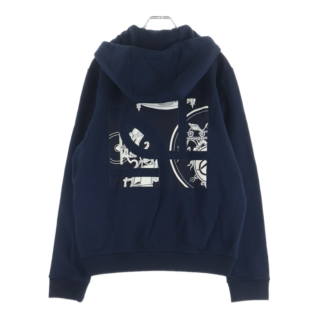 HERMES(エルメス) 25AW EX-LIBRIS H567765HA エクスリブリス バックプリント ジップアップ パーカー フーディー ネイビー