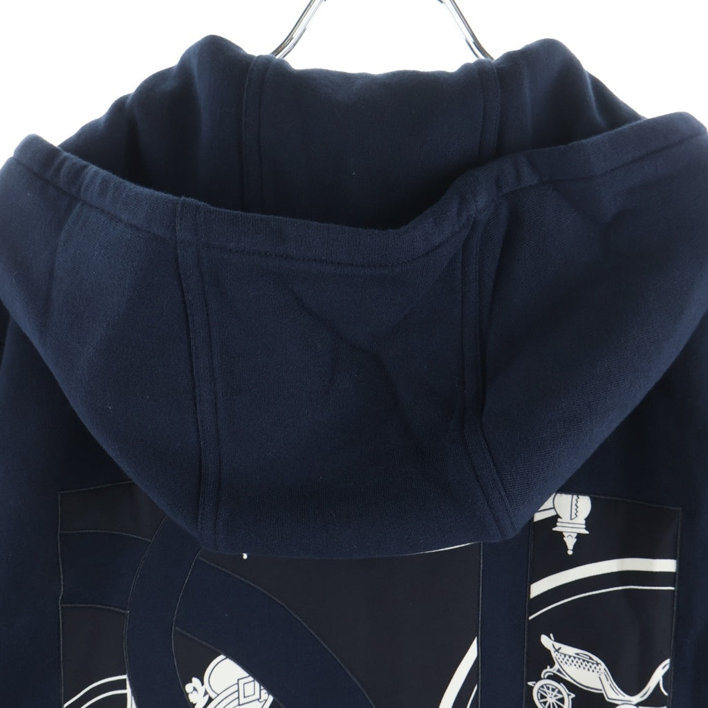 HERMES(エルメス) 25AW EX-LIBRIS H567765HA エクスリブリス バックプリント ジップアップ パーカー フーディー ネイビー