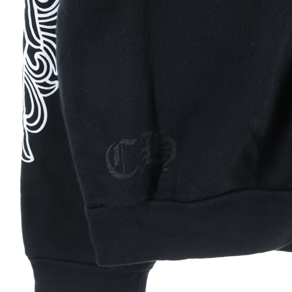 CHROME HEARTS(クロムハーツ) SWTSHRT PLVR バックホースシュー 袖フローラルプリント 長袖スウェット ブラック
