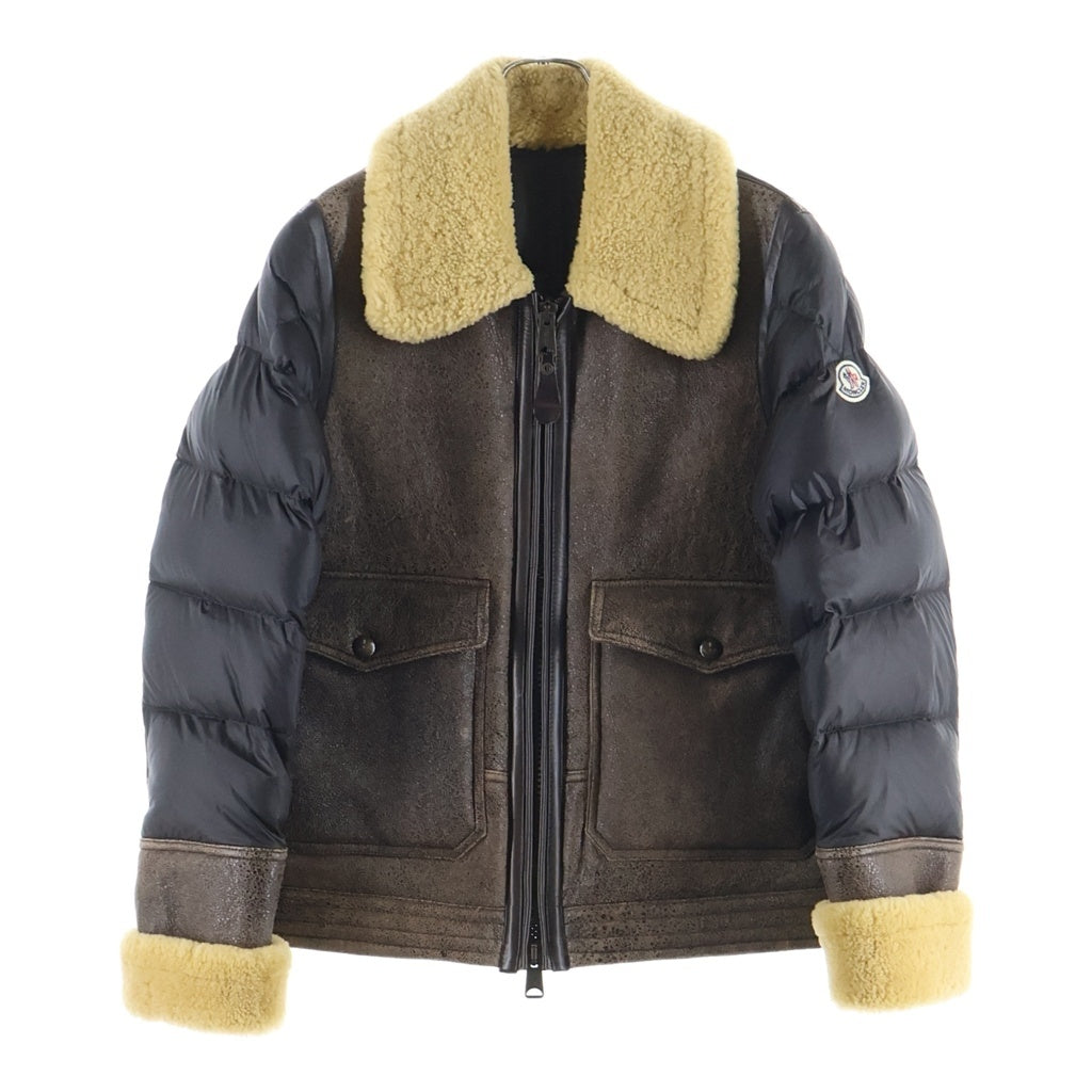 MONCLER(モンクレール) REALMONT BIUBBOTTON レアルモン ボアムートン ダウンジャケット レザー ブラウン