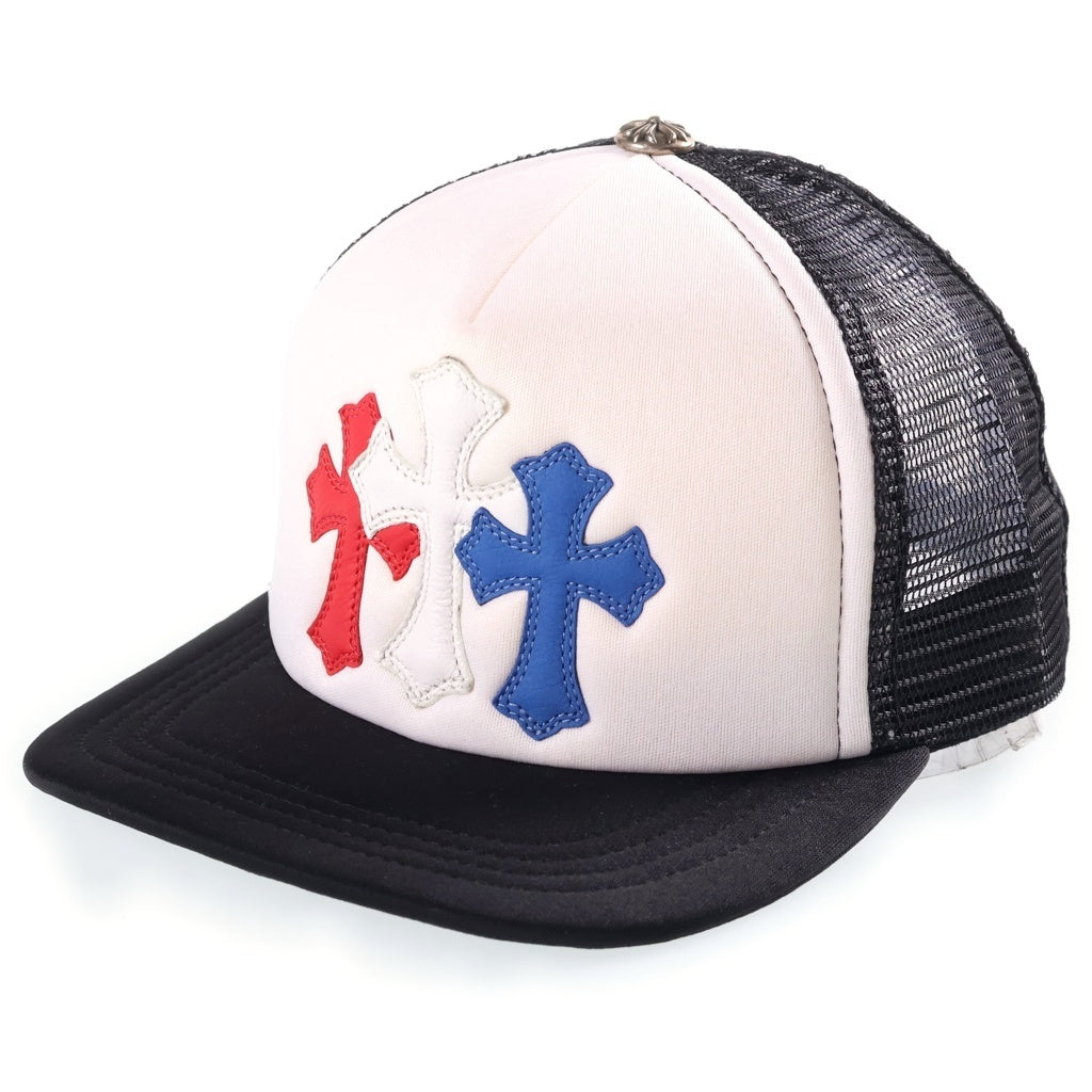 CHROME HEARTS(クロムハーツ) Tricolor Triple Cross Patch Trucker Cap トリプルクロスパッチ トラッカーキャップ メッシュ ブラック