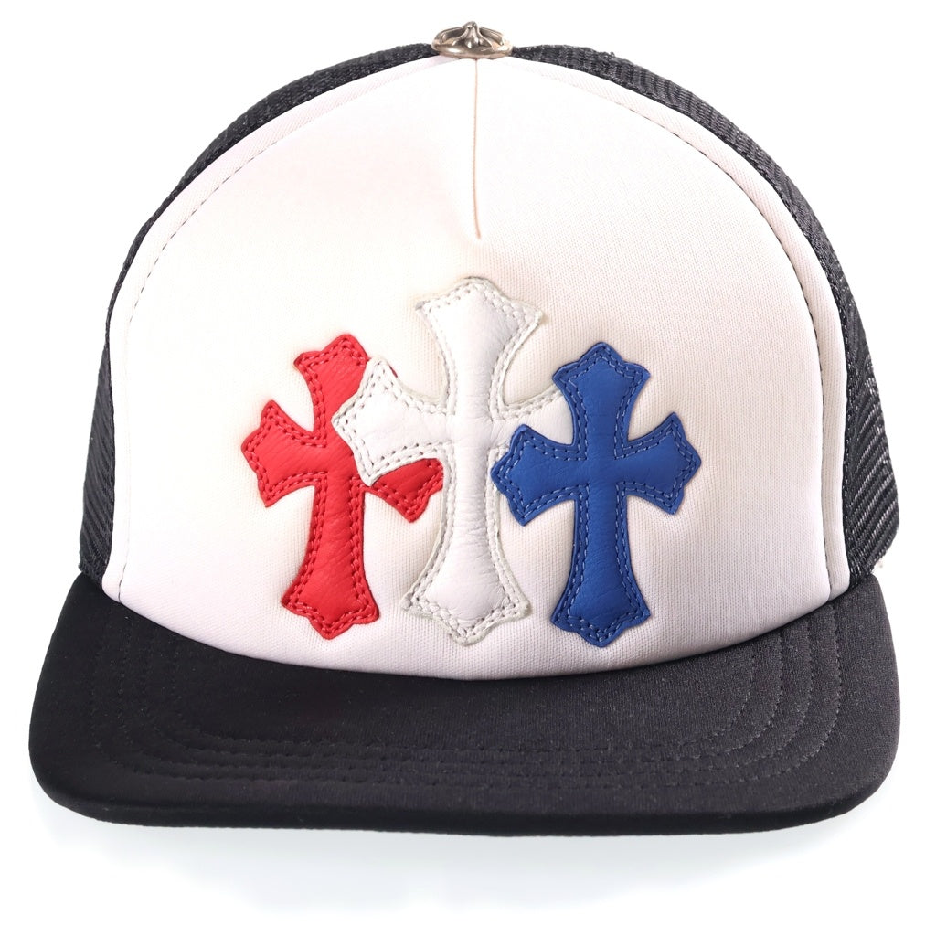 CHROME HEARTS(クロムハーツ) Tricolor Triple Cross Patch Trucker Cap トリプルクロスパッチ トラッカーキャップ メッシュ ブラック