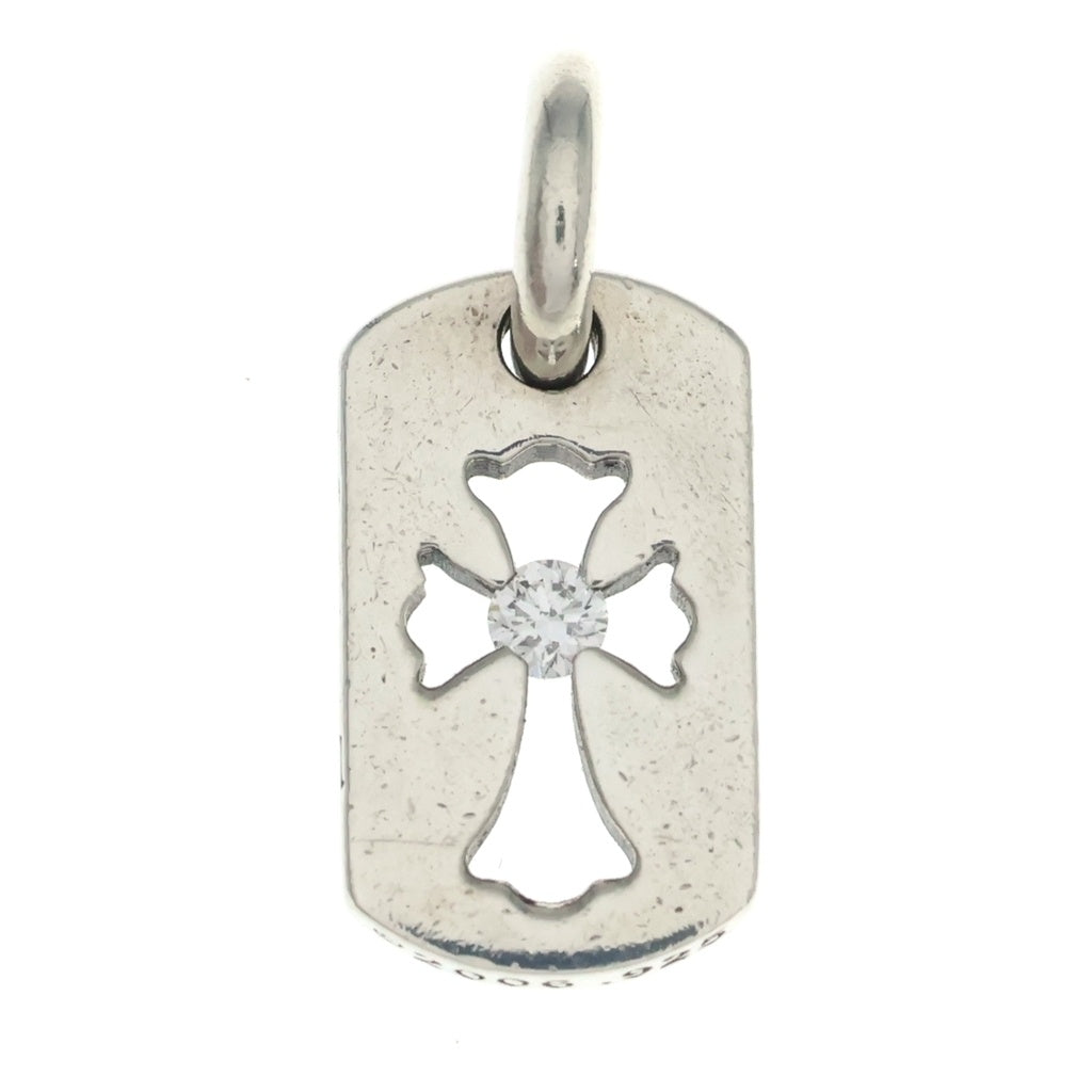 CHROME HEARTS(クロムハーツ) DT TNY CO CRS 1DIA タイニーカットアウトクロスドッグタグ 1ダイヤ チャーム ネックレストップ シルバー BCA410