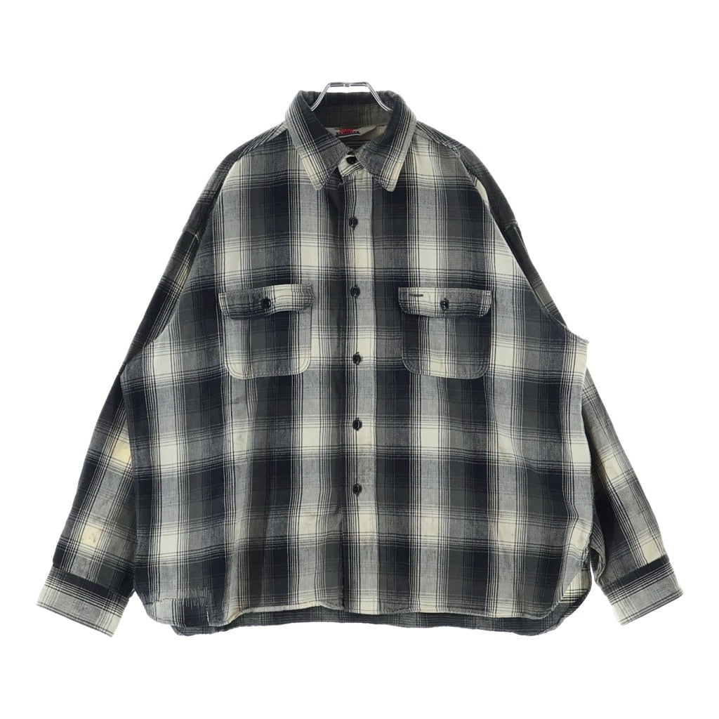 SAINT MICHAEL(セントマイケル) 25AW ×BerBerJin FLANNEL SHIRT ベルベルジン ダメージ加工 フランネル チェックシャツ 長袖シャツ グレー SM-HR1-0000-C52