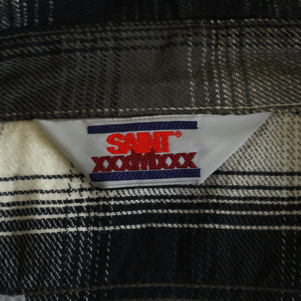 SAINT MICHAEL(セントマイケル) 25AW ×BerBerJin FLANNEL SHIRT ベルベルジン ダメージ加工 フランネル チェックシャツ 長袖シャツ グレー SM-HR1-0000-C52