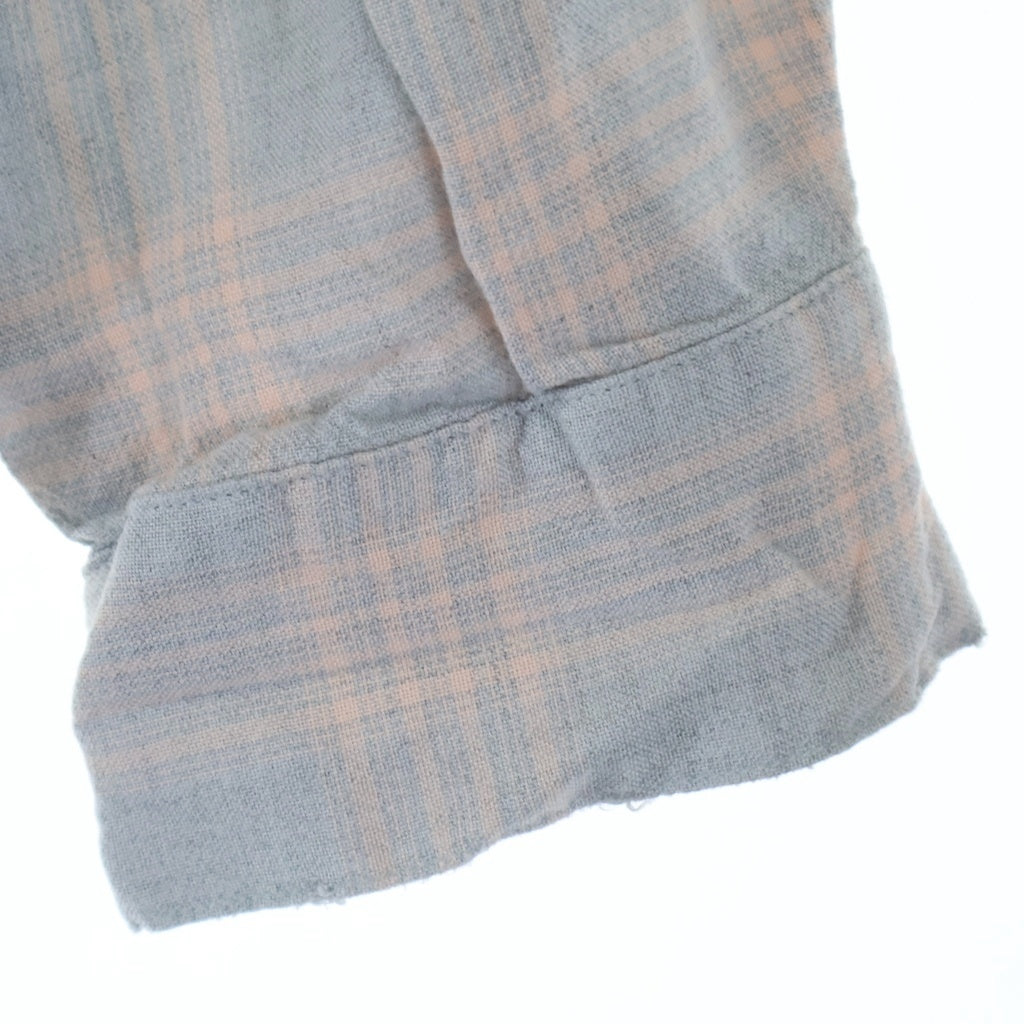 SAINT MICHAEL(セントマイケル) 26SS RAYON SHIRT/CHECK/SKY BLUE T-SHIRT ダメージ加工 長袖シャツ SMーMK8ー0000ー046