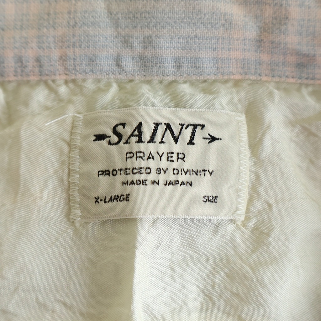 SAINT MICHAEL(セントマイケル) 26SS RAYON SHIRT/CHECK/SKY BLUE T-SHIRT ダメージ加工 長袖シャツ SMーMK8ー0000ー046