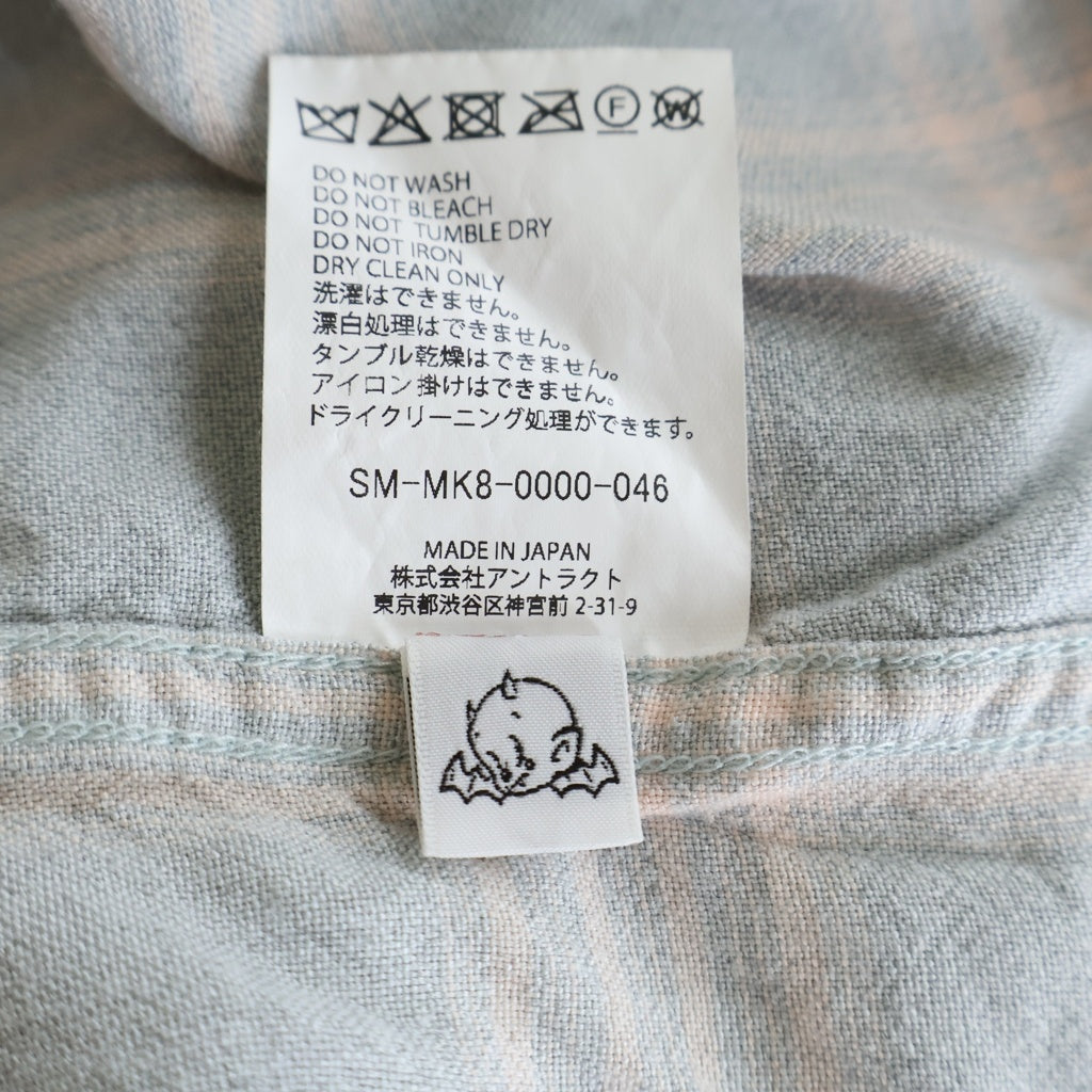 SAINT MICHAEL(セントマイケル) 26SS RAYON SHIRT/CHECK/SKY BLUE T-SHIRT ダメージ加工 長袖シャツ SMーMK8ー0000ー046