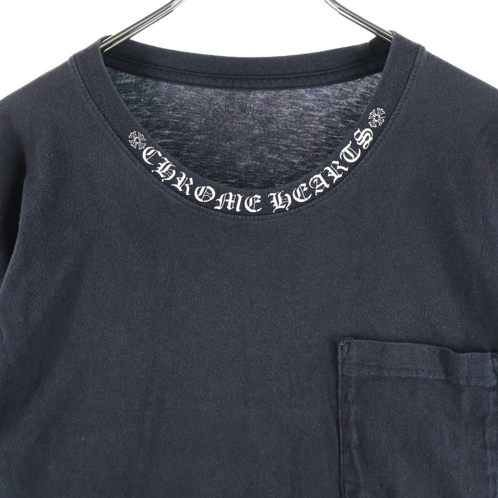 CHROME HEARTS(クロムハーツ) CH LS NECK LOGO ネックロゴプリント 袖ロゴ 長袖Tシャツ ロングスリーブカットソー ブラック