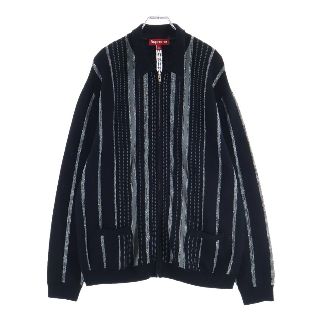 SUPREME(シュプリーム) 24AW Speckle Stripe Zip Up Cardigan ストライプ ジップアップ カーディガン ブラック