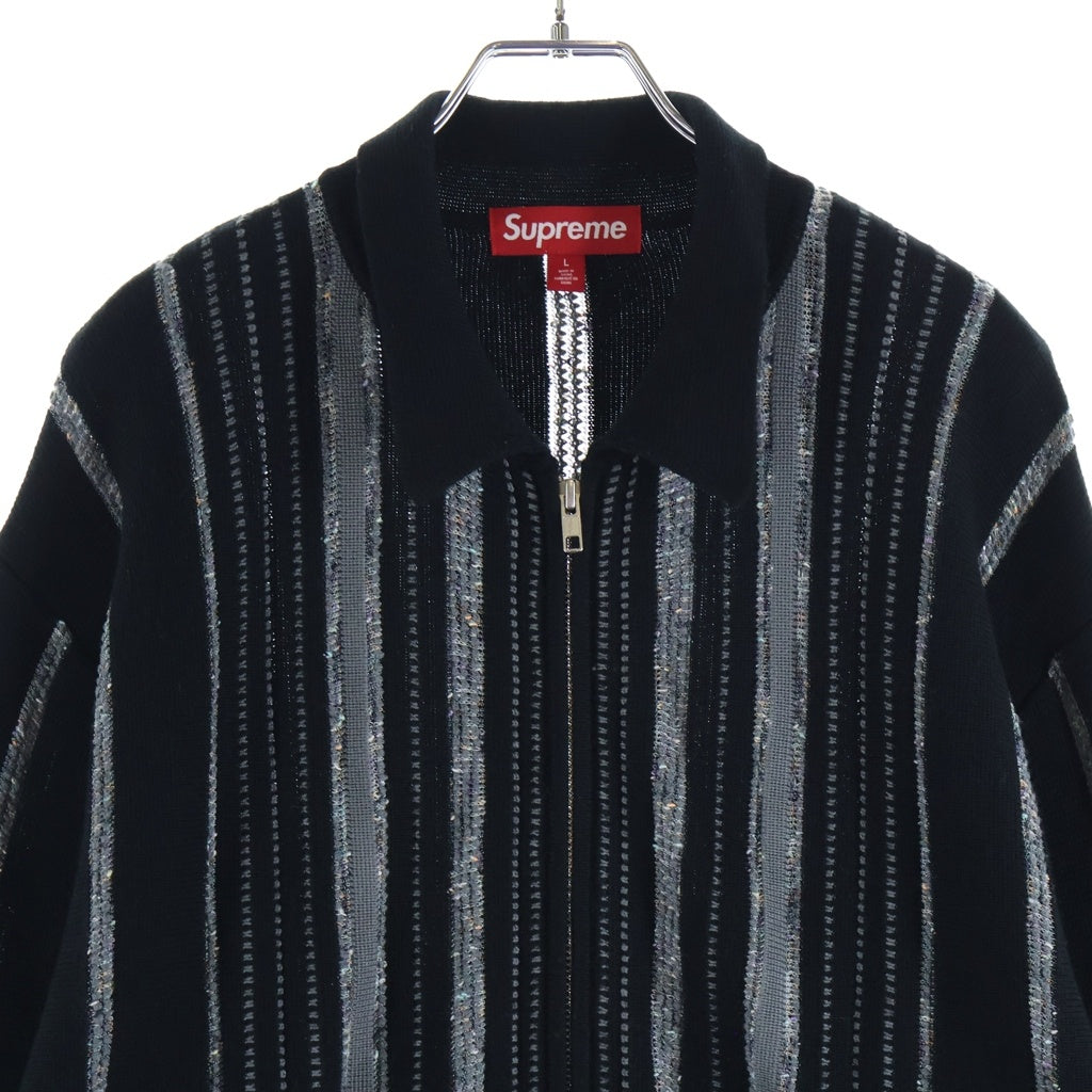 SUPREME(シュプリーム) 24AW Speckle Stripe Zip Up Cardigan ストライプ ジップアップ カーディガン ブラック