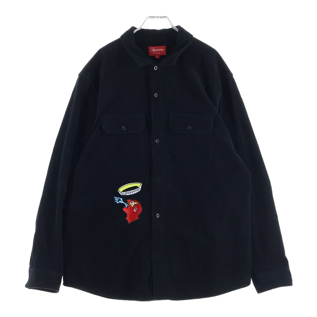 SUPREME(シュプリーム) 21AW Gonz Corduroy Work Shirt ロゴワッペン付き 長袖シャツ コーデュロイ ブラック
