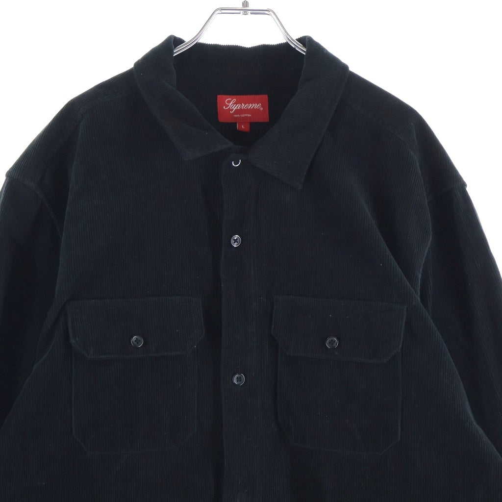SUPREME(シュプリーム) 21AW Gonz Corduroy Work Shirt ロゴワッペン付き 長袖シャツ コーデュロイ ブラック