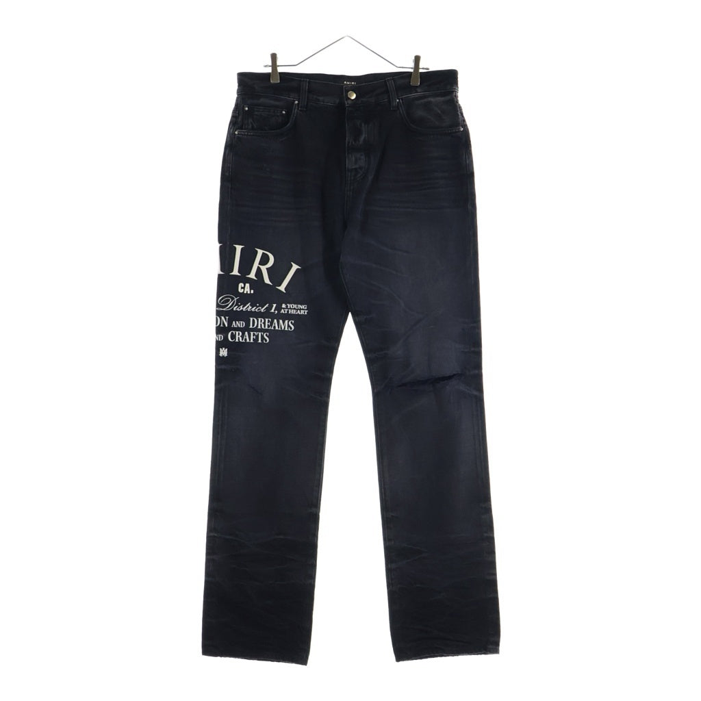 AMIRI(アミリ) 23AW Arts District Straight Fit Jeans ロゴ刺繍 ストレートジーンズ ダメージ加工