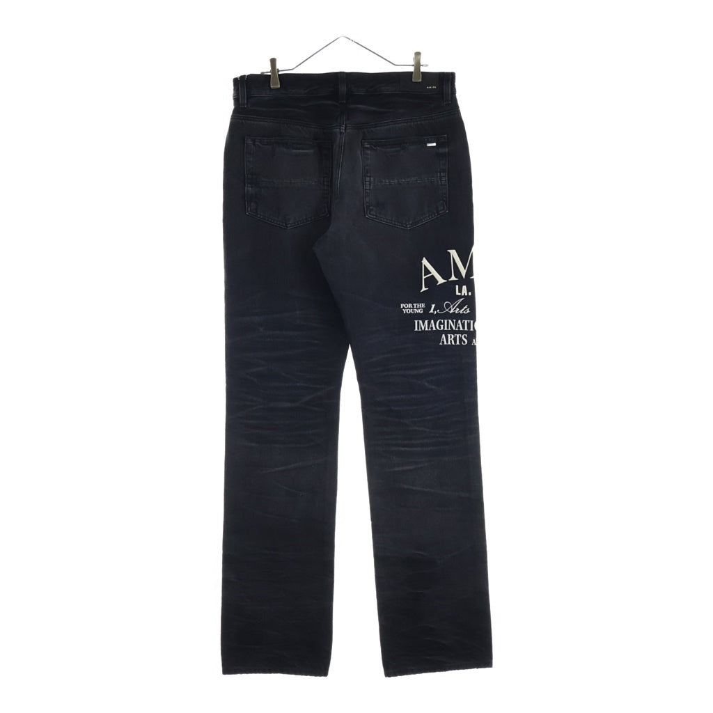 AMIRI(アミリ) 23AW Arts District Straight Fit Jeans ロゴ刺繍 ストレートジーンズ ダメージ加工