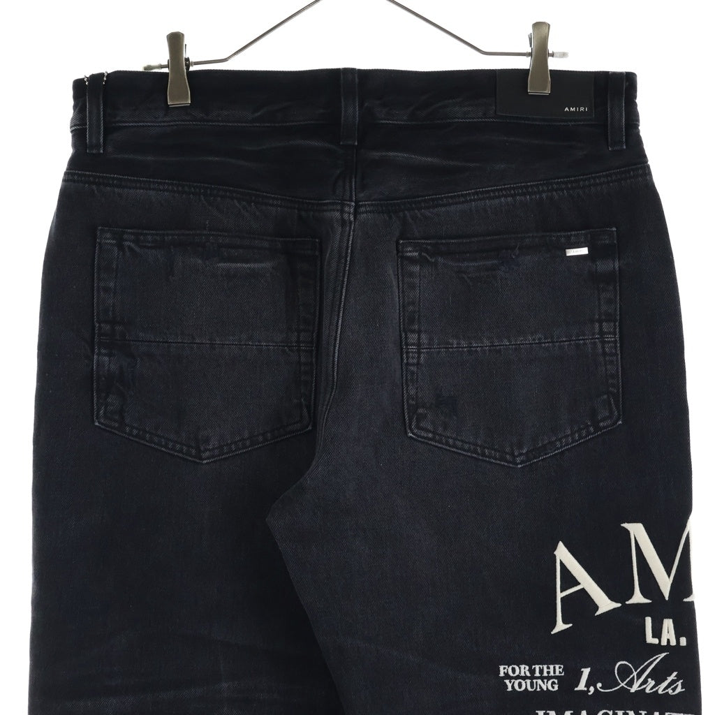 AMIRI(アミリ) 23AW Arts District Straight Fit Jeans ロゴ刺繍 ストレートジーンズ ダメージ加工