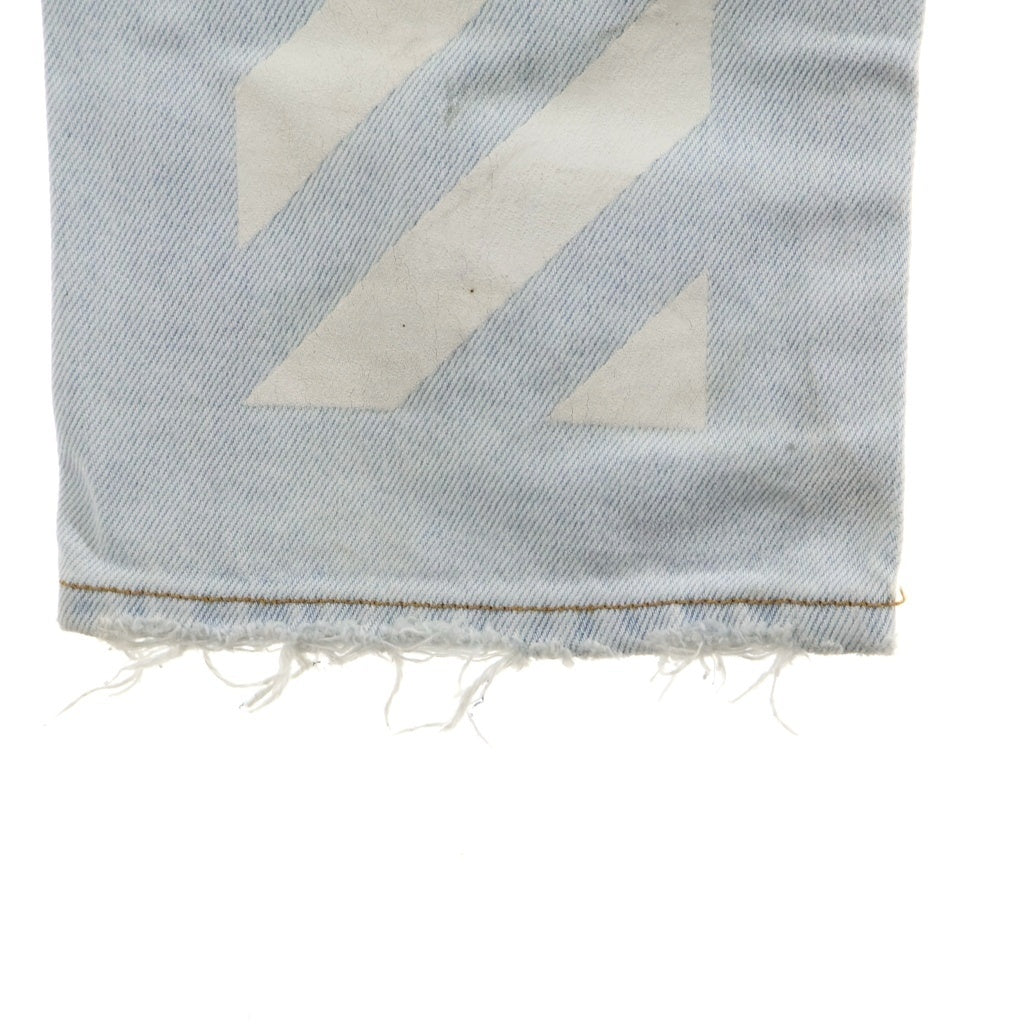 OFF-WHITE(オフホワイト) スリムフィット ハードクラッシュ デニムパンツ OMCE003 インディゴ